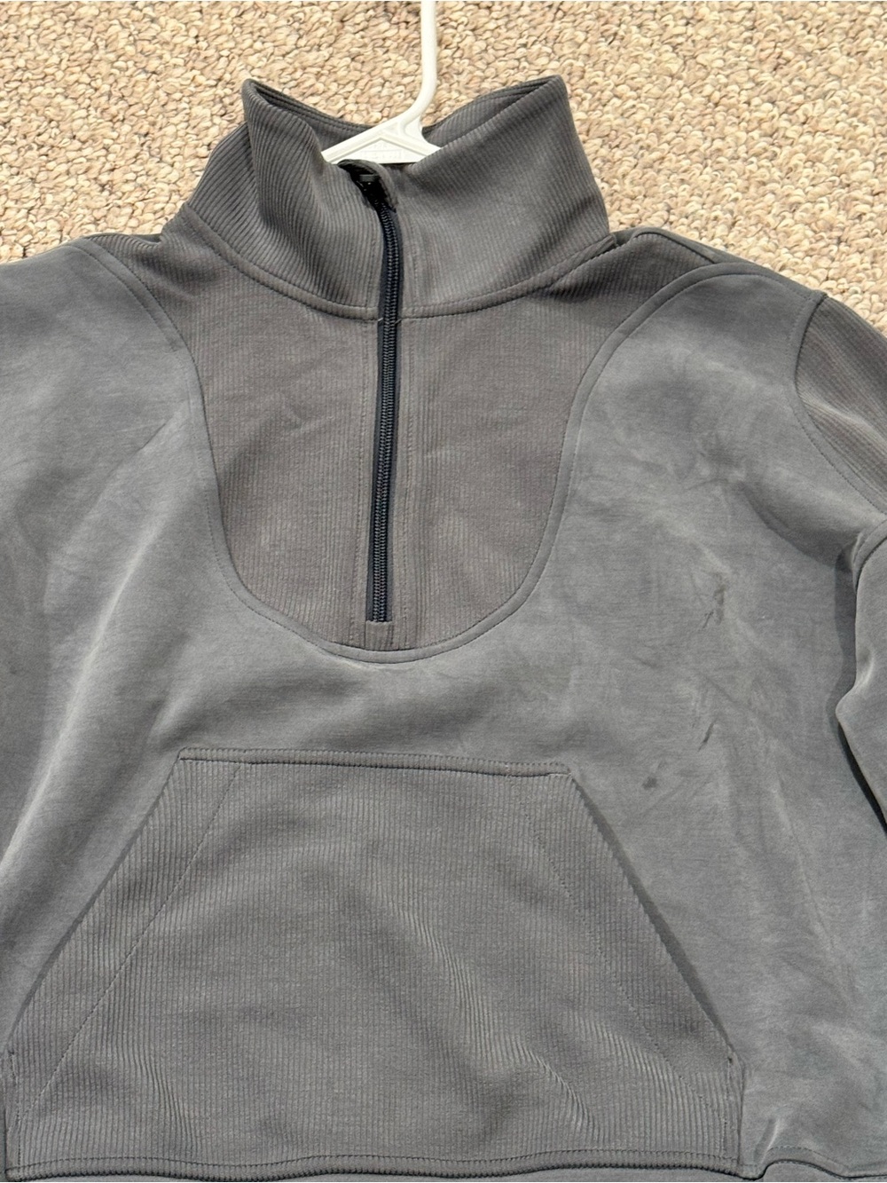 Lululemon Charcoal Gray Brushed Softstreme Half-Zip Pullover Sweatshirt - Picture 3 of 5